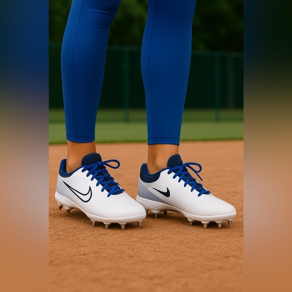 Nike Hyperdiamond 4 Pro Cleats Women’ 8 White Blue Metal Fastpitch Softball NWT - Picture 10 of 10